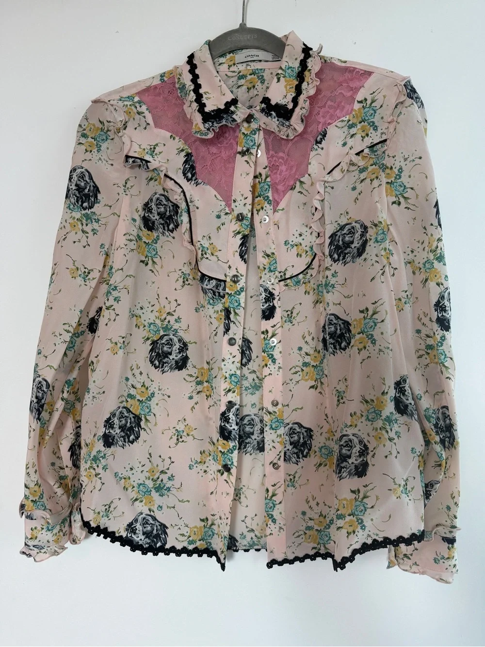 Coach 100% Silk Floral long Sleeve Blouse
